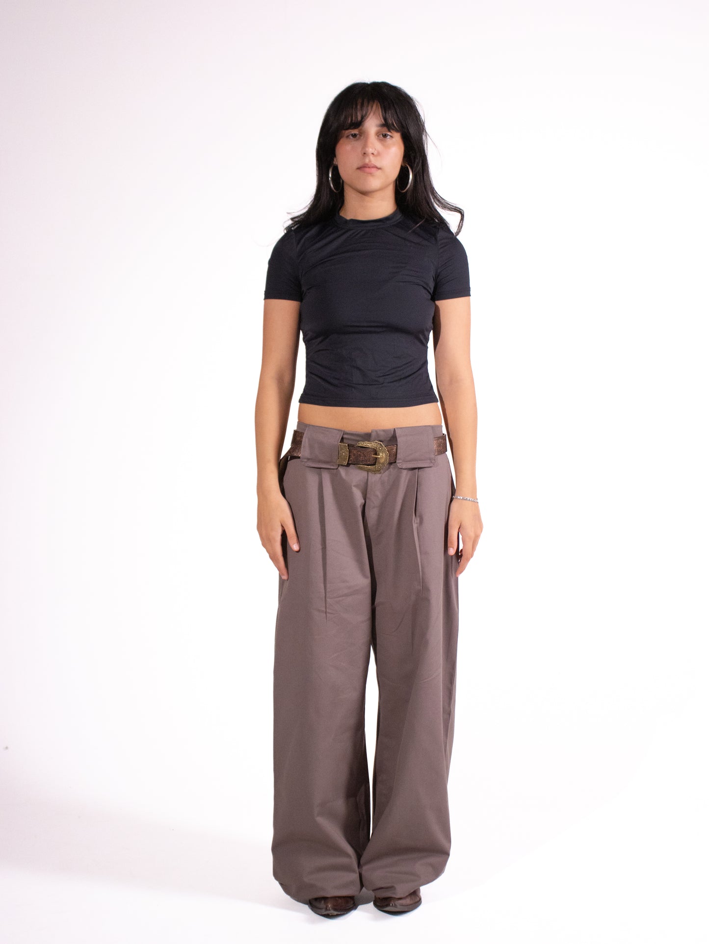 Grey Pleated Pants