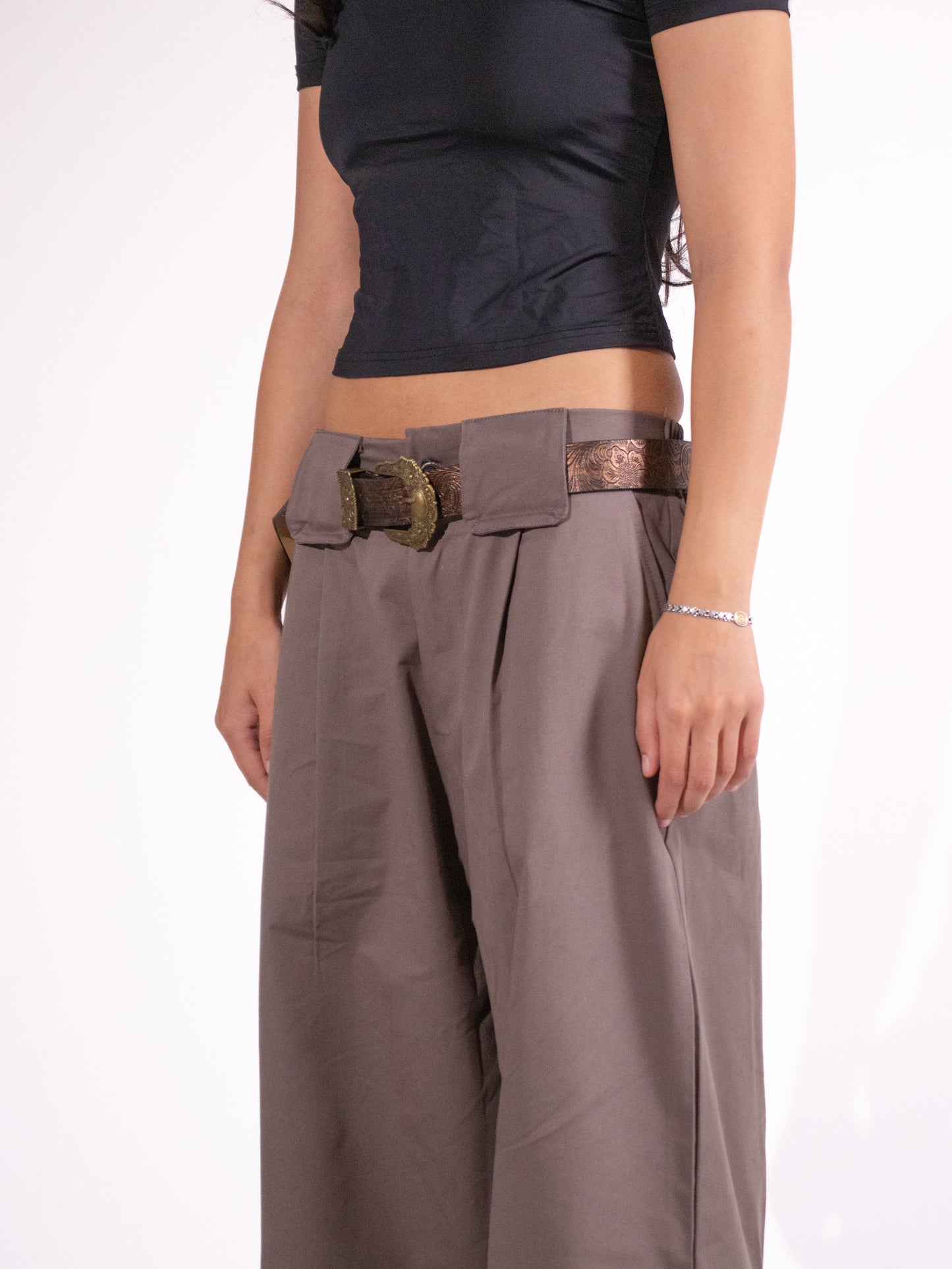 Grey Pleated Pants