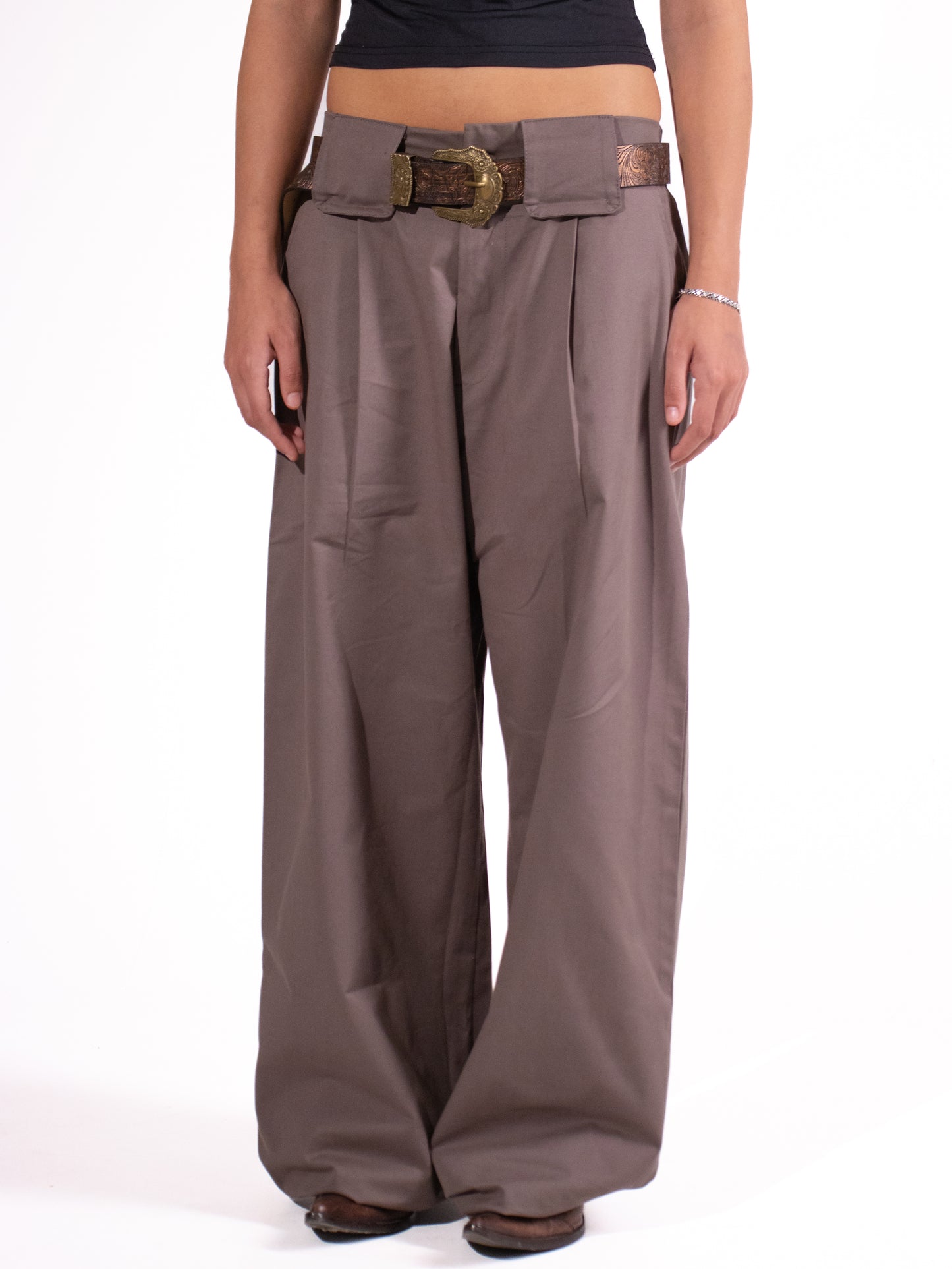 Grey Pleated Pants